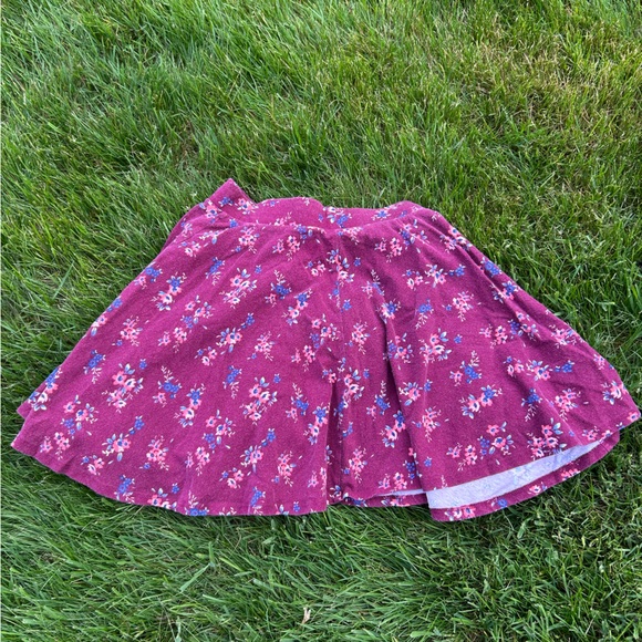 Burgundy Floral Skater Skirt - Picture 2 of 2
